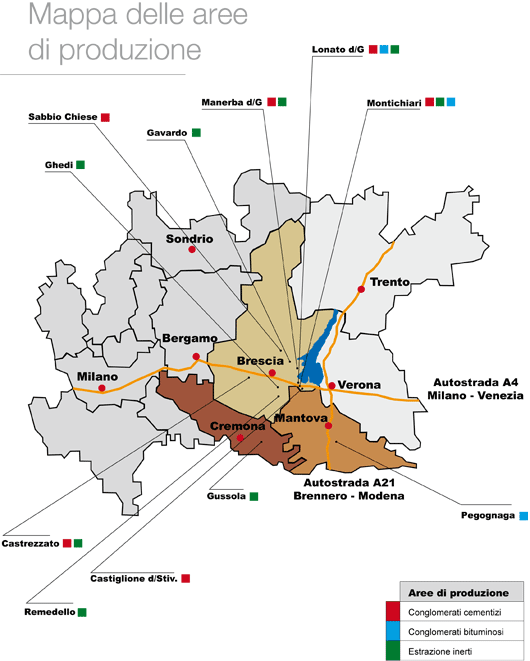 Mappa delle aree di produzione